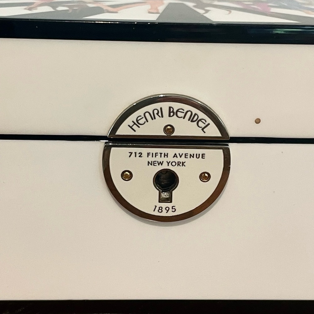 Henri Bendel Lacquered Wood Jewelry Box, w/trays, Izak Illustration, *no key - Picture 6 of 15